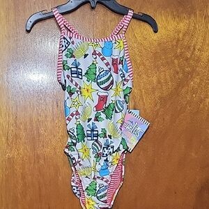 NWT Dolphin Uglies Colorful Holiday Print Practice Suit Size 30 (XS)